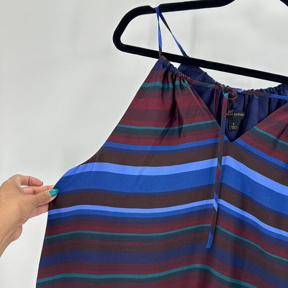 Banana Republic striped halter neck maxi dress nautical cruise summer size L - Picture 5 of 10